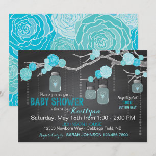 Chalkboard Roses Hanging Jars Rustic Baby Shower Invitation
