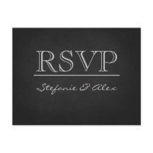 Chalkboard RSVP wedding postcard