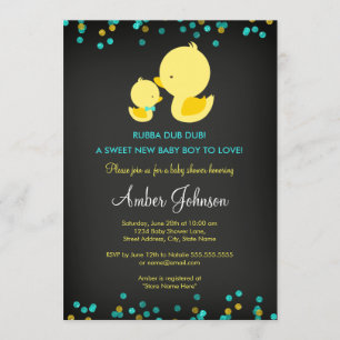 Chalkboard Rubber Duck Baby Shower Invitation