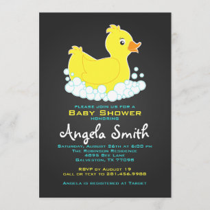 Chalkboard Rubber Ducky Baby Shower Invitation