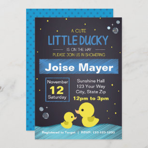 Chalkboard Rubber Ducky Invitation (Boy)