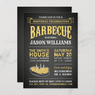 Chalkboard Rustic BBQ Birthday Party Invitations