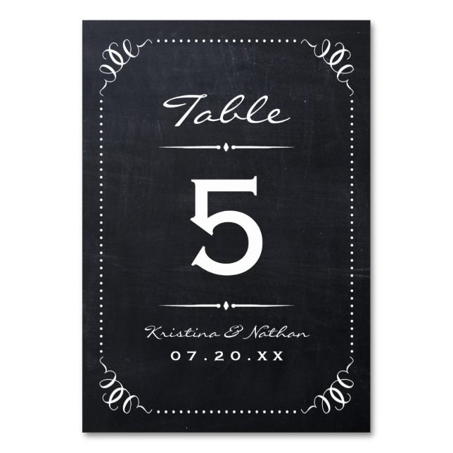 Chalkboard Rustic Chic Table Numbers (Front)