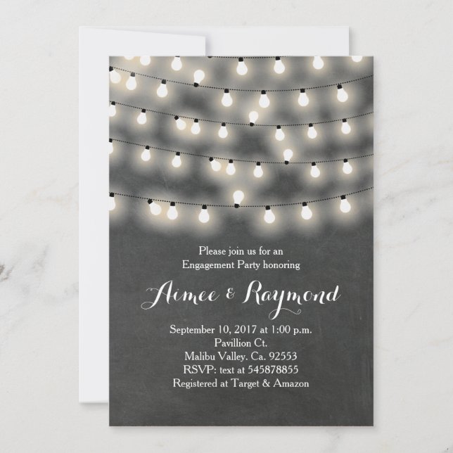 Chalkboard Rustic Engagement Party Invitation (Front)