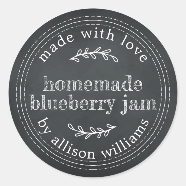 Chalkboard Rustic Homemade Jam Classic Round Sticker (Front)