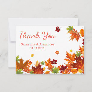 Chalkboard Rustic Red Leaves Fall Thank You Card