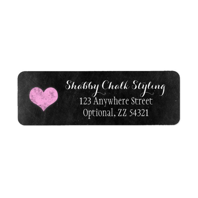 Chalkboard Rustic Shabby Pink Heart Return Address Label (Front)