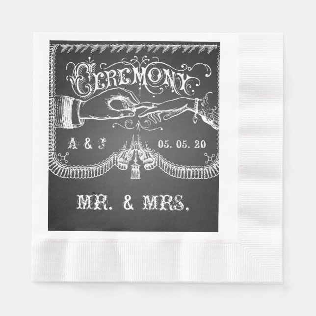 Chalkboard Rustic Wedding Paper Napkins (Front)