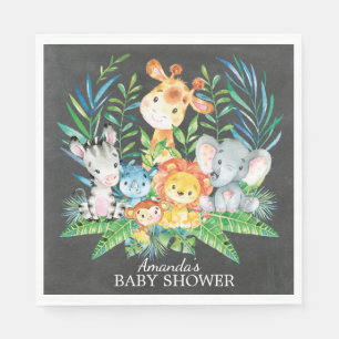 Chalkboard Safari Jungle Baby Shower Paper Napkins