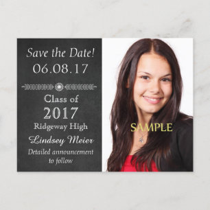 Chalkboard Save the Date Graduation Announcement Postcard