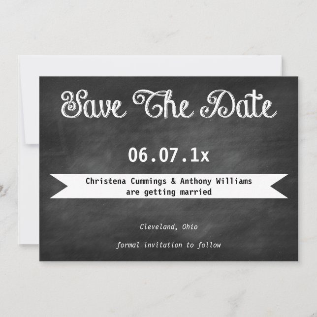 Chalkboard Save The Date Invitation (Front)