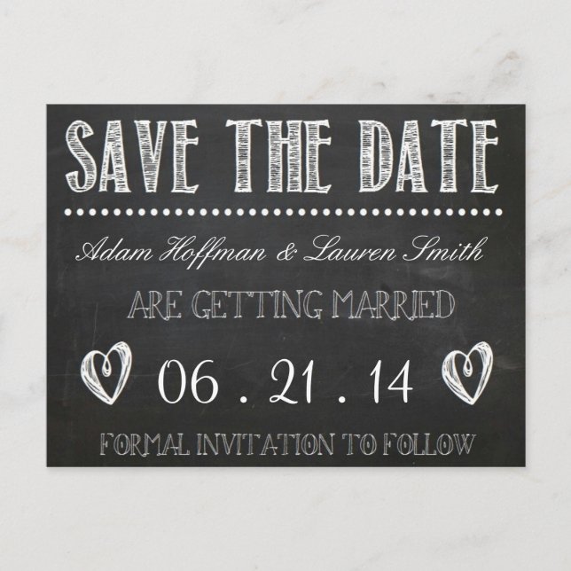 Chalkboard Save the Date Postcard (Front)
