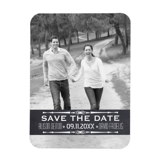 Chalkboard Save the Date simple wedding photo Magnet (Vertical)