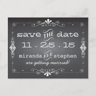 Chalkboard Save the Date Wedding Postcard