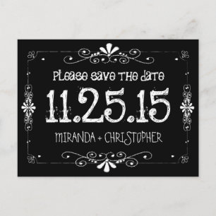 Chalkboard Save the Date Wedding Postcard