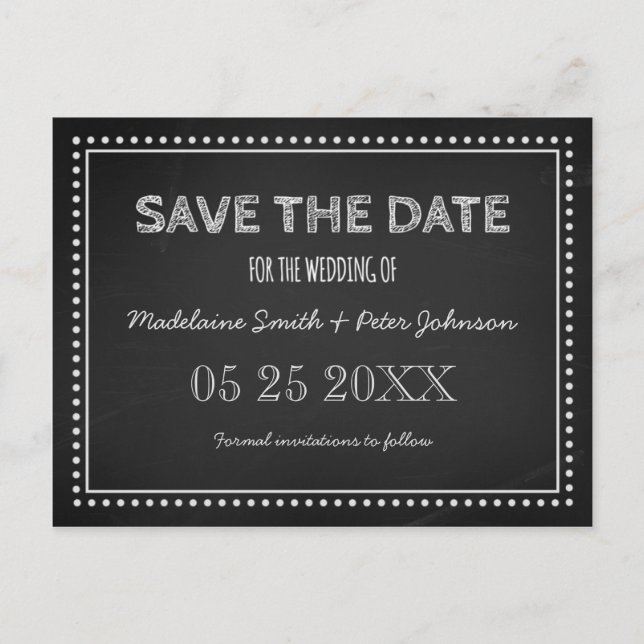 Chalkboard Save the Date Wedding Postcards (Front)