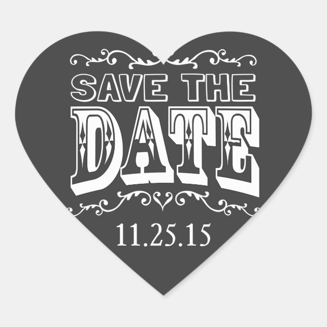 Chalkboard Save the Date Wedding Stickers (Front)