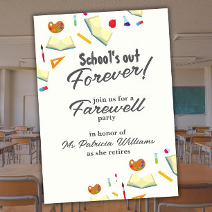 Chalkboard School Farewell Retired Teacher Party  Invitation