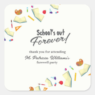 Chalkboard School Farewell Retired Teacher Party Square Sticker
