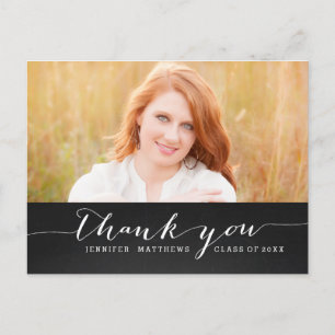 Chalkboard Script Graduation Thank You Postcard