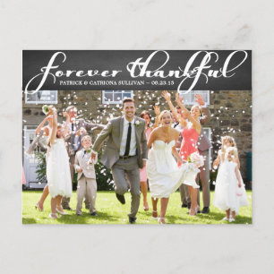 Chalkboard Script Wedding Thank You Postcard