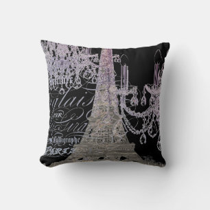 chalkboard scripts chandelier paris eiffel tower cushion