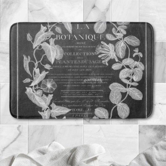 chalkboard scripts french botanical art ivy leaves bath mat (chalkboard scripts french botanical art ivy leaves bath mat)