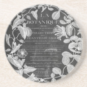 chalkboard scripts french botanical art ivy leaves coaster