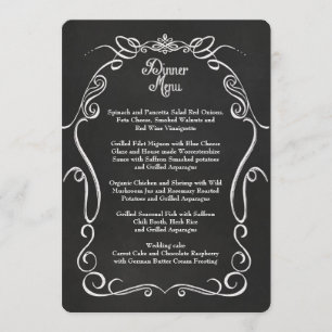 Chalkboard Scroll Typography Formal Dinner Menu
