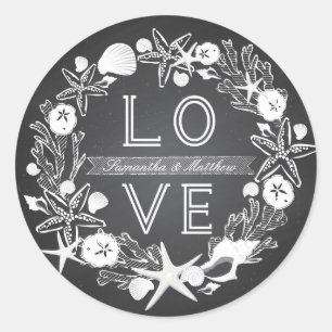 Chalkboard Seashells LOVE Sticker