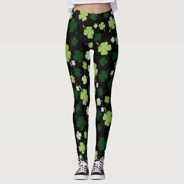  Chalkboard Shamrock St. Patrick's Day Leggings (Front)