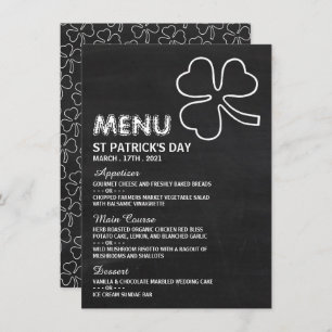 Chalkboard Shamrock, St Patrick's Day Menu Card