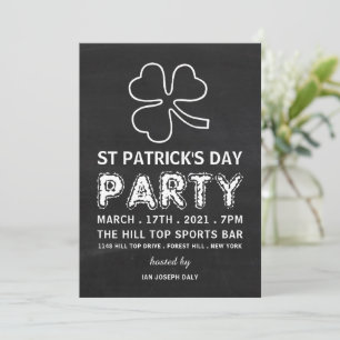 Chalkboard Shamrock, St Patrick's Day Party Invitation