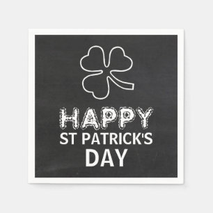 Chalkboard Shamrock, St Patrick's Day Party Napkin