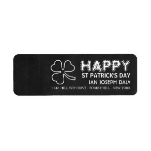 Chalkboard Shamrock, St Patrick's Day Return Address Label