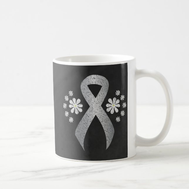 Chalkboard Silver Awareness Ribbon Coffee Mug (Right)