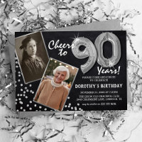 Chalkboard Silver Balloons 2 Photo 90th Birthday