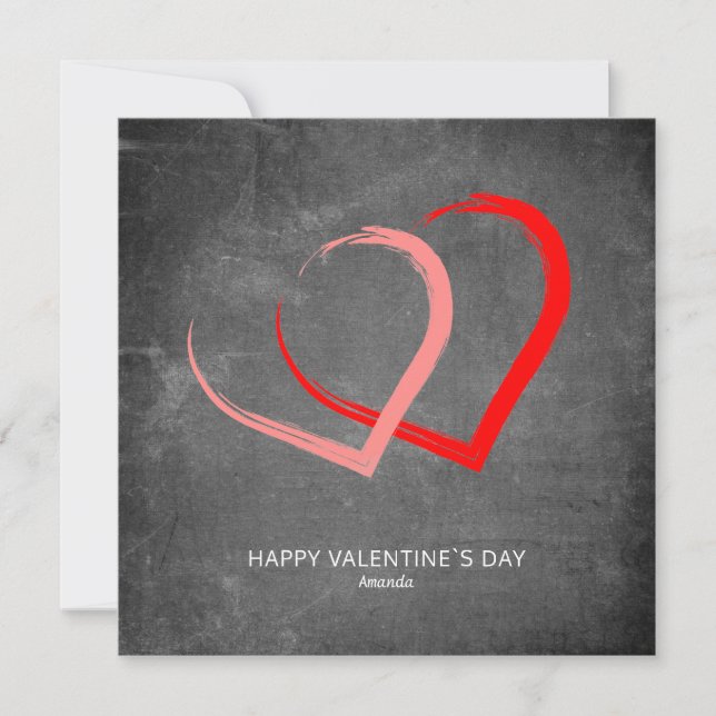 Chalkboard Simple Hearts Modern Valentine`s day Holiday Card (Front)