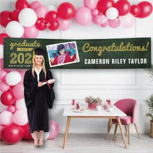Chalkboard Sketch 2024 Photo Modern Graduation Banner