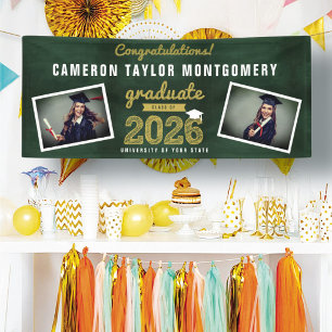 Chalkboard Sketch 2025 Two Photo Graduation Party Banner