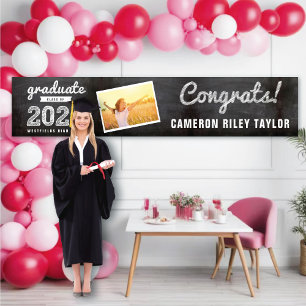 Chalkboard Sketch Class Of 2024 Photo Grad Party Banner