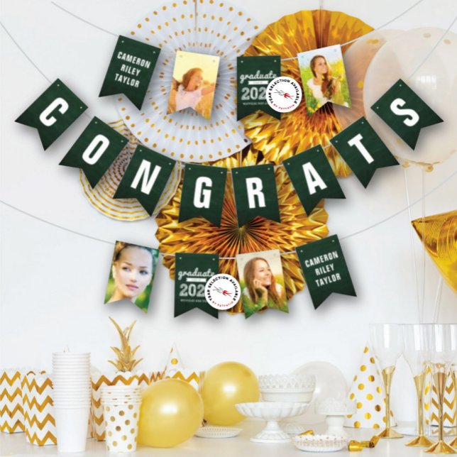 Chalkboard Sketch Class Of 2025 Photo Grad Party Bunting (Chalkboard Sketch Class Of 20YY Photo Grad Party Bunting Flags by fat*fa*tin @ Zazzle)