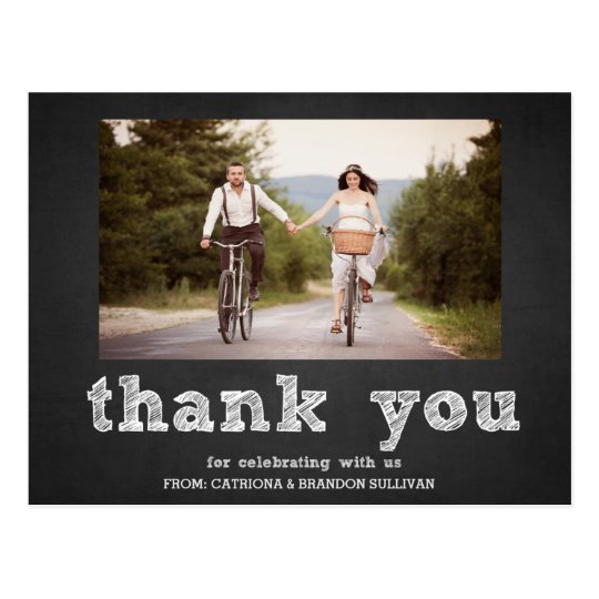 Chalkboard Sketch Typography Thank You Postcard