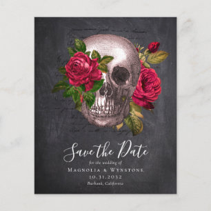 Chalkboard Skull Gothic Halloween Save the Date
