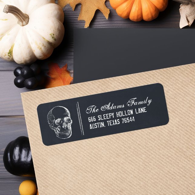Chalkboard Skull Halloween Return Address Labels (Creator Uploaded)