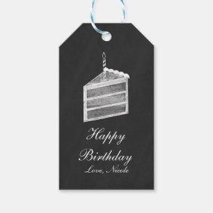 Chalkboard Slice of Cake Chalk Birthday Gift Tag