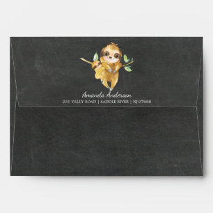Chalkboard Sloth Baby Shower Invitation Envelope