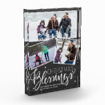 Chalkboard Snow with Christmas Blessings 3 Photos<br><div class="desc">Family seasonal holiday greetings three framed photo collage block on a dark grey chalkboard like background with falling snow and "Christmas Blessings" white typography script.        Easy to personalise with your photos and signature!            You could make it a lovely gift for your parents / grandparents / loved ones.</div>