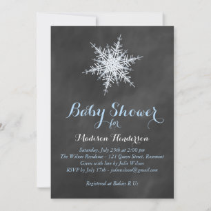 Chalkboard Snowflake Baby Shower Invitation - blue