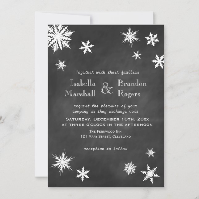 Chalkboard Snowflake Wedding Invitation (Front)